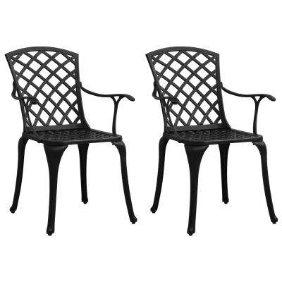 Xichuzi Garden Chairs, 2-Piece Set, High-Back, Cast Aluminum, Black