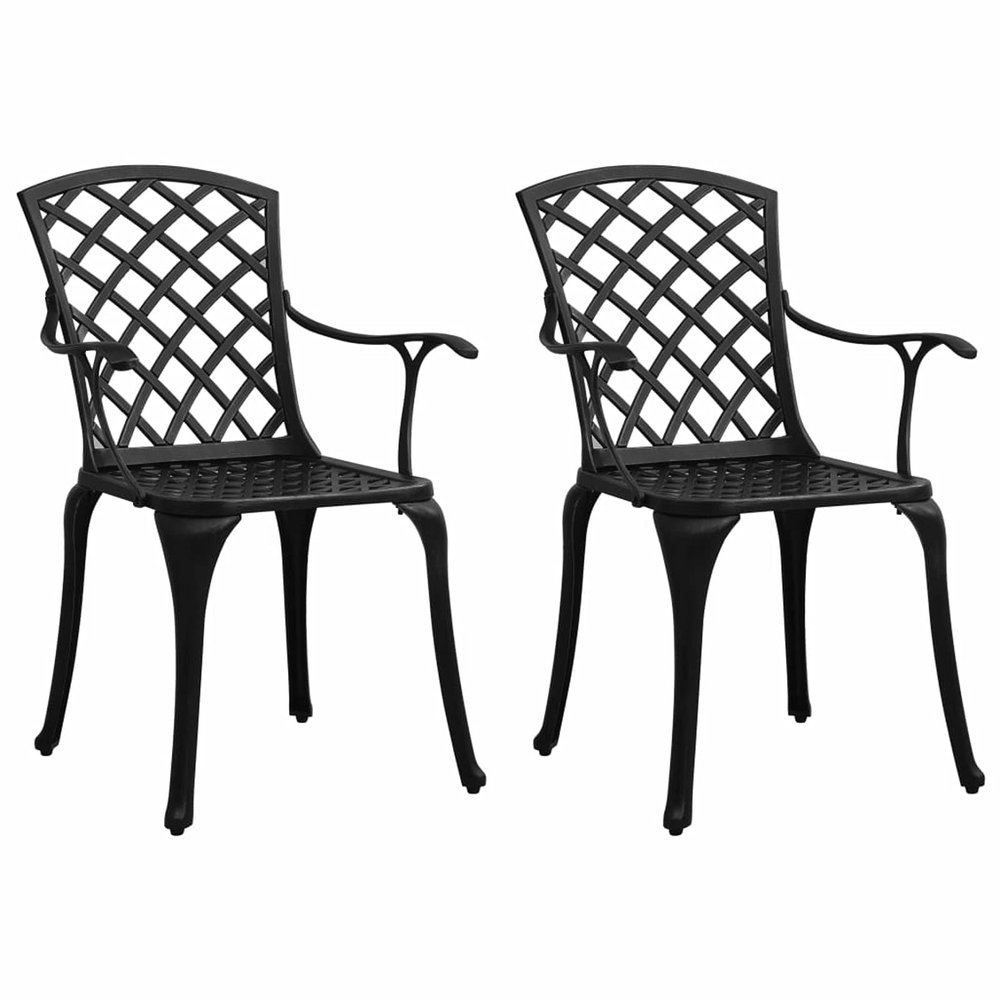 Xichuzi Garden Chairs, 2-Piece Set, High-Back, Cast Aluminum, Black