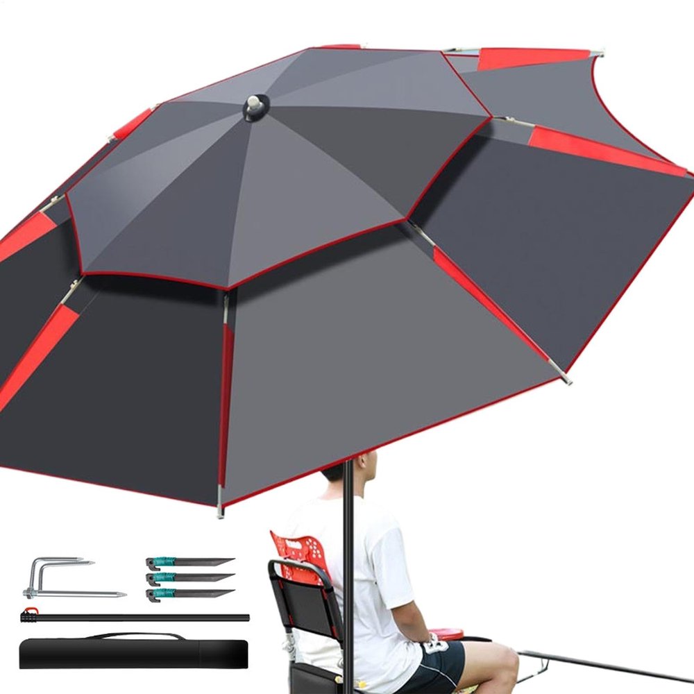 High-Performance Double-Canopy Fishing Umbrella with 360° Rotation