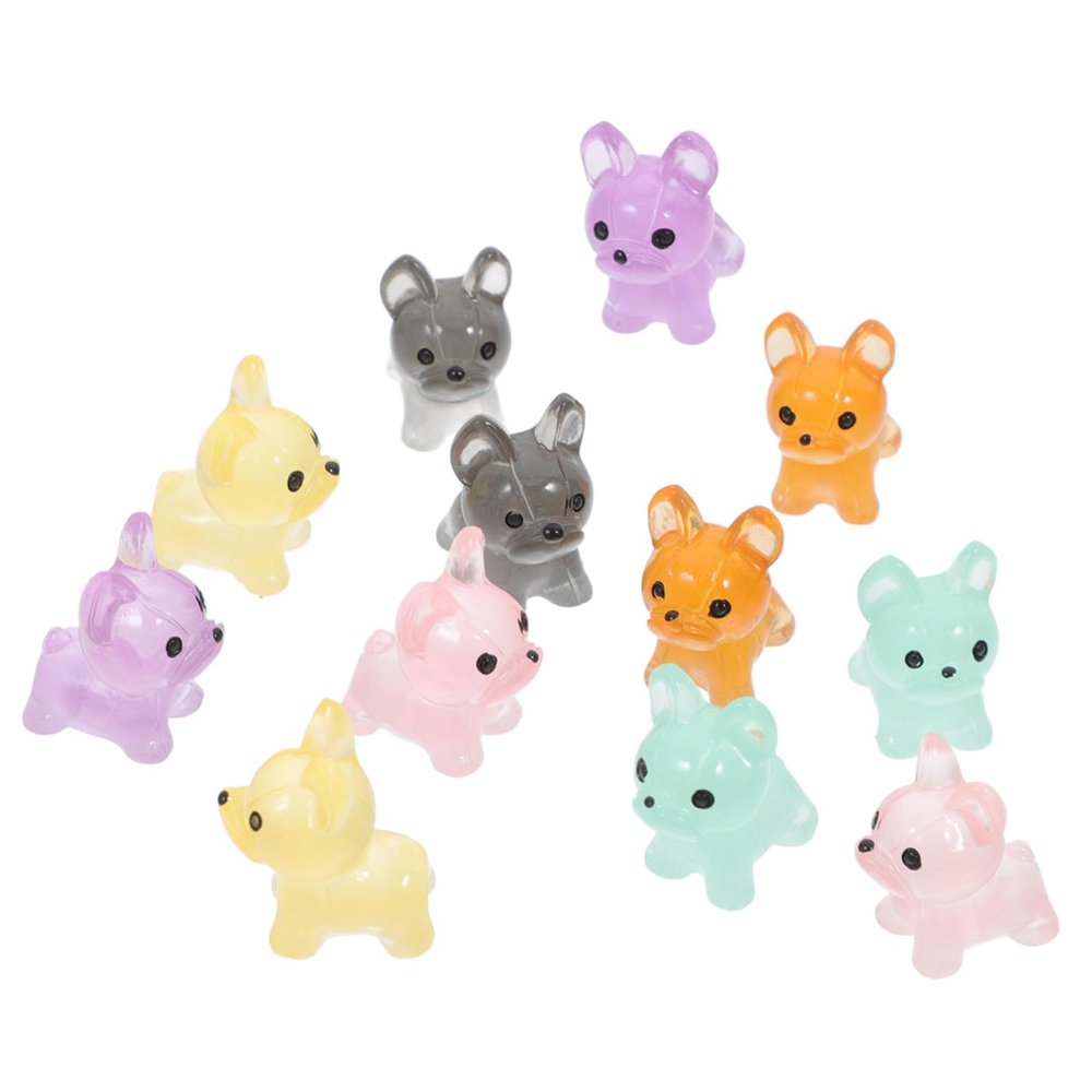 iplusmile Glow-in-the-Dark Small Resin Dogs, 12-Piece Cartoon Set
