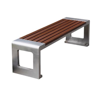 WANGHAI-666 Stainless Steel Outdoor Garden Bench with Plastic-Wood Seat, Backless, XL