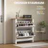 HOMCOM Ultra-Slim Shoe Cabinet, 2 Flip Drawers, 6–12 Pairs, White view 4