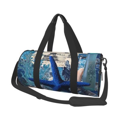 Mexpekil Foldable Sports Duffel Bag, Carry-On Travel Bag, Waterproof, Blue Starfish Coral, One Size