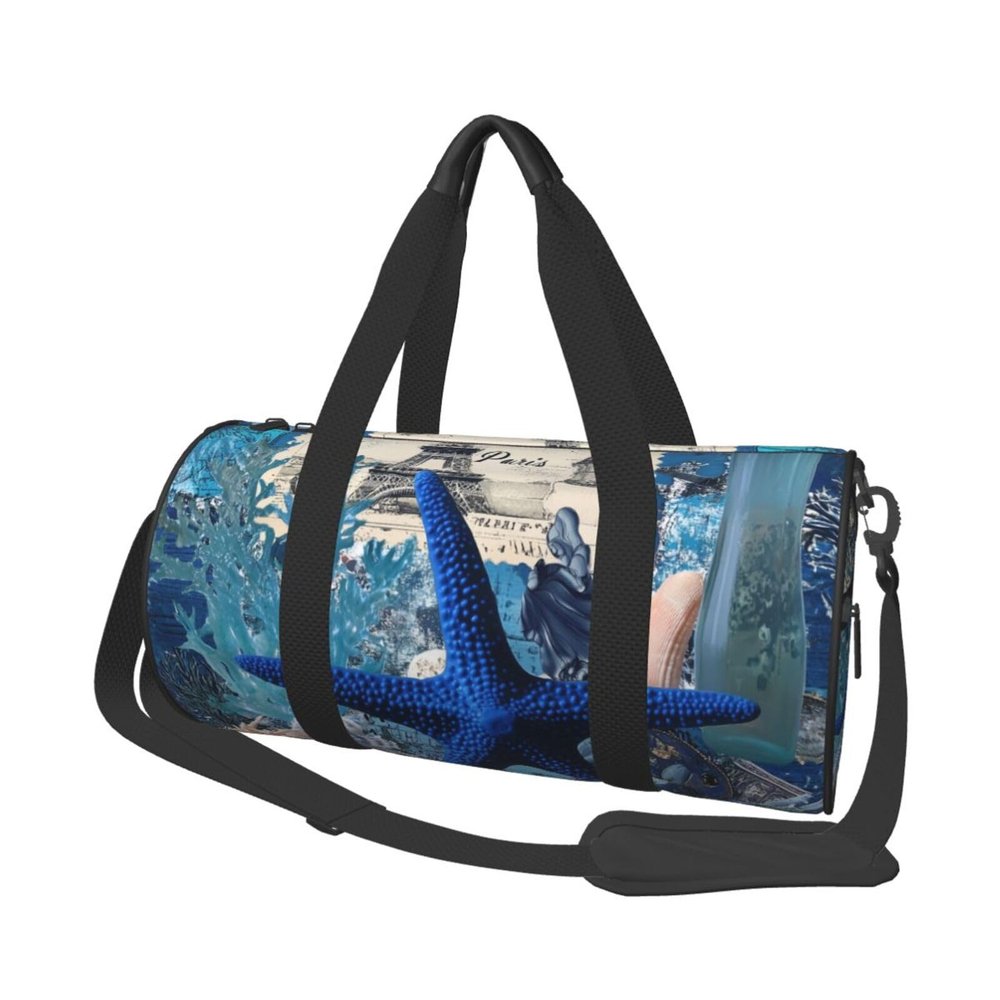 Mexpekil Foldable Sports Duffel Bag, Carry-On Travel Bag, Waterproof, Blue Starfish Coral, One Size