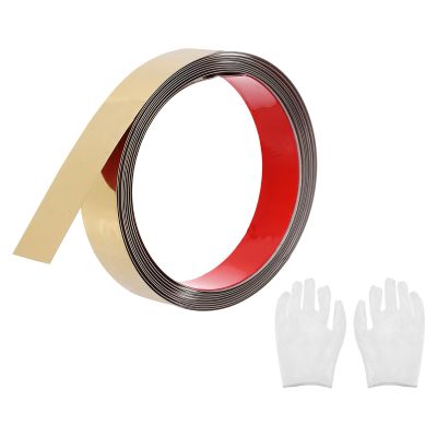 QUARKZMAN Self-Adhesive Stainless Steel Decorative Trim, 2 m x 25 mm, Gold