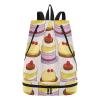 Amooorous Se Cartoon Food Cake Drawstring Bag for Men, Durable Swim Backpack with Wet and Dry Compartments, Air Travel Backpack view 1