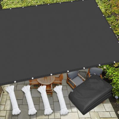 Waterproof Shade Sail with Stainless Steel Grommets, 3.4 x 5 m, Dark Gray