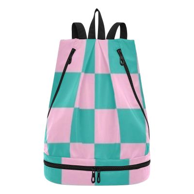 Amooorous Drawstring Beach Bag for Men, Pink/Green