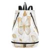 Amooorous Women's Drawstring Sports Bag with Golden Butterflies and Leaves view 1