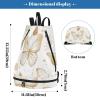 Amooorous Women's Drawstring Sports Bag with Golden Butterflies and Leaves view 3