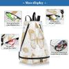 Amooorous Women's Drawstring Sports Bag with Golden Butterflies and Leaves view 4