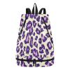 Amoorous Drawstring Sports Bag for Men, Leopard Print, Purple, for Yoga, Swimming, Beach view 1