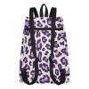 Amoorous Drawstring Sports Bag for Men, Leopard Print, Purple, for Yoga, Swimming, Beach view 2