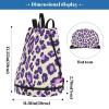 Amoorous Drawstring Sports Bag for Men, Leopard Print, Purple, for Yoga, Swimming, Beach view 3