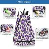Amoorous Drawstring Sports Bag for Men, Leopard Print, Purple, for Yoga, Swimming, Beach view 4
