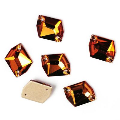 3265 Cosmic Rhinestones in All Colors, GCrystal, Sew-On, Thick Back, for Clothing, Light Smoky Topaz, 10 x 12 mm, 24 Pieces