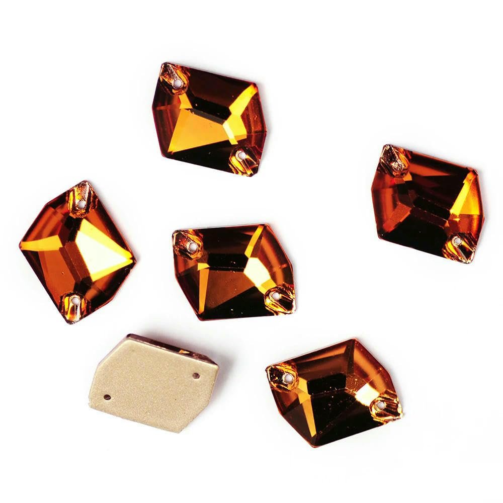 3265 Cosmic Rhinestones in All Colors, GCrystal, Sew-On, Thick Back, for Clothing, Light Smoky Topaz, 10 x 12 mm, 24 Pieces