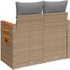 HUAKEHOM 2-Seater Patio Sofa with Cushions and Storage, Poly Rattan, Beige/Light Gray view 4