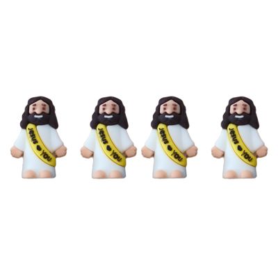ChongKuan Small Resin Jesus Figurines, Set of 50, 100, or 200 in 10 Colors, Jesus Loves You (200 pcs, 7)