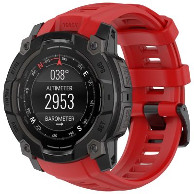 FTRONGRT Replacement Band Compatible with Garmin Instinct 3 50mm, Soft TPU Silicone, Red