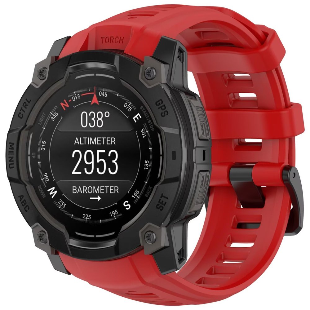 FTRONGRT Replacement Band Compatible with Garmin Instinct 3 50mm, Soft TPU Silicone, Red