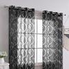 Lukery Sheer Curtains, 2-Piece Set, Leaf Pattern, Gray, 100 x 200 cm view 2