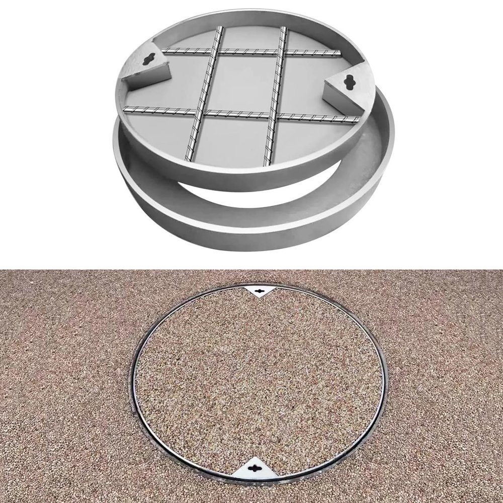 Recessed Invisible Manhole Cover and Frame, Heavy-Duty Stainless Steel, Round, Ø500 mm