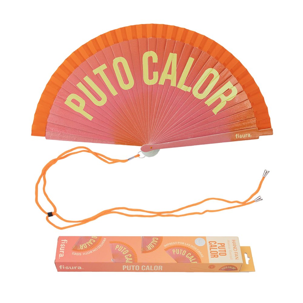 Fisura Original Fan with “P*to calor” Slogan, Pink-Orange Gradient