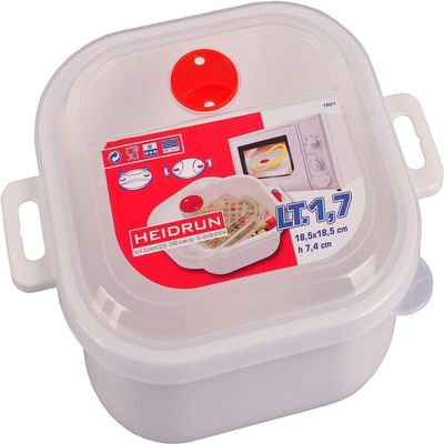 Heidrun 6-Pack MICRO Casserole Dish with Lid and Vent, 1.7 L, 18.5 x 18.5 x 7.4 cm, White/Transparent Lid