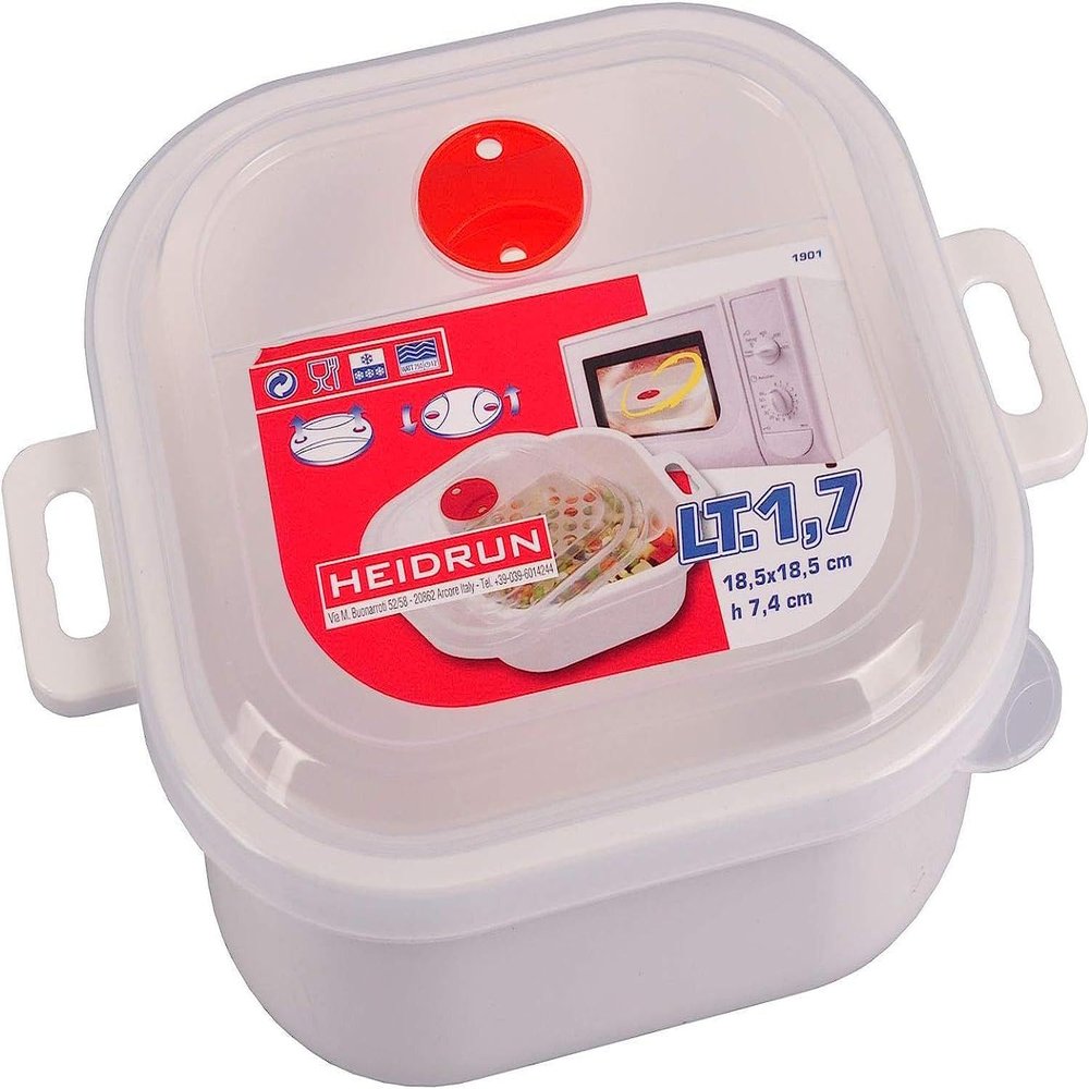 Heidrun 6-Pack MICRO Casserole Dish with Lid and Vent, 1.7 L, 18.5 x 18.5 x 7.4 cm, White/Transparent Lid