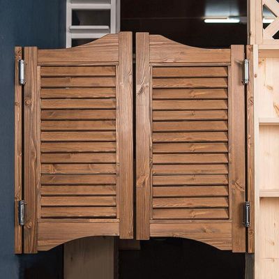 Rustic Swinging Door for Cafés and Bars, Solid Wood Cowboy-Style Partition with Stainless Steel Hinges, Automatic Closing, Customizable Size (109.2 x 81.3 cm)