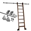WUNMSKZR Sliding Ladder Hardware, Roller Track Kit for Libraries (Ladder Not Included), Sliding Barn Door Kit, Mobile Black Steel Round-Tube Ladder Rail with Floor Rollers and Extension view 1