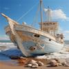 5D Diamond Painting Sky and Boat Kit, Round Diamonds, 35 x 45 cm, W-8093 view 1