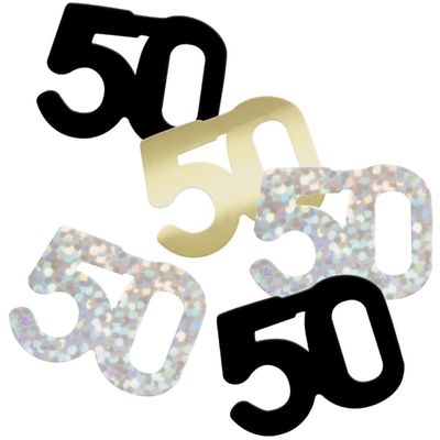 Unique Confetti Black Gold Silver Number 50