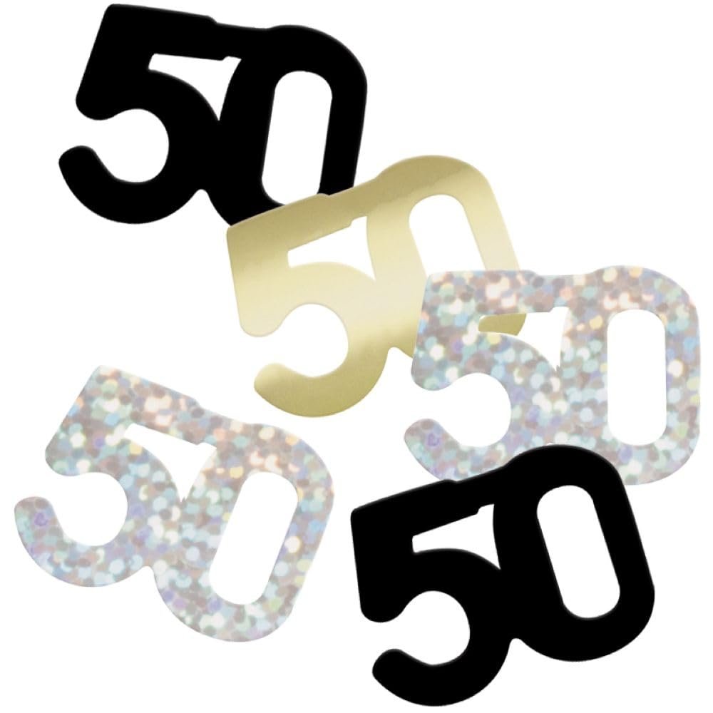Unique Confetti Black Gold Silver Number 50