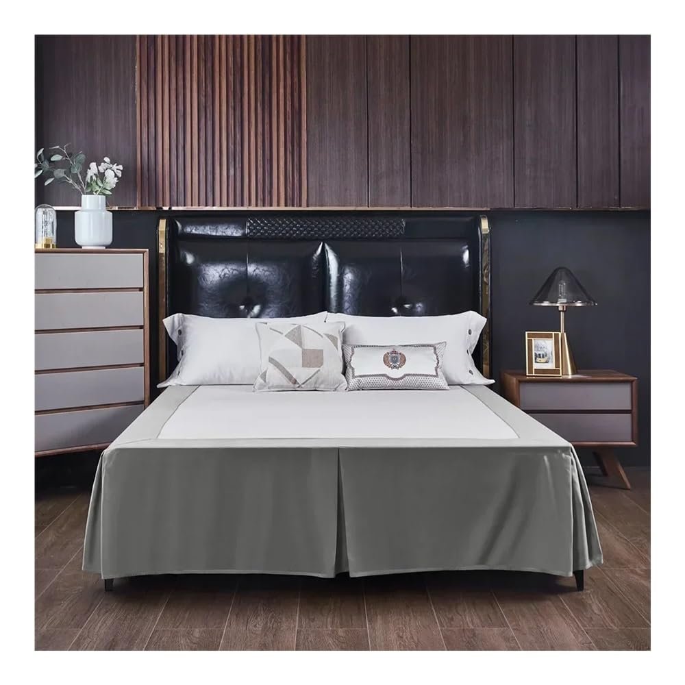 MOVDARL 1-Piece Pleated Bed Skirt, Soft Satin Fabric, Custom-Fit, 38 cm Drop (No Platform) (CQ005-18, Queen Size, 153 x 203 x 38 cm)