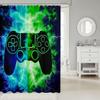 Loussiesd Gamer Gaming Shower Curtain, Green and Blue, 180 x 180 cm view 2