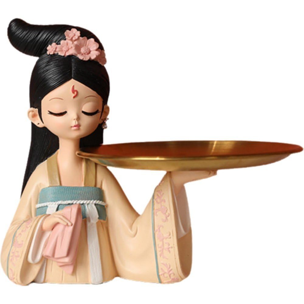 Ymxygz Resin Lady Statue Tray, Chinese-Style Figurine