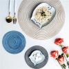 YDYAENIO Round Braided Table Mat, 36 cm, Blue view 3