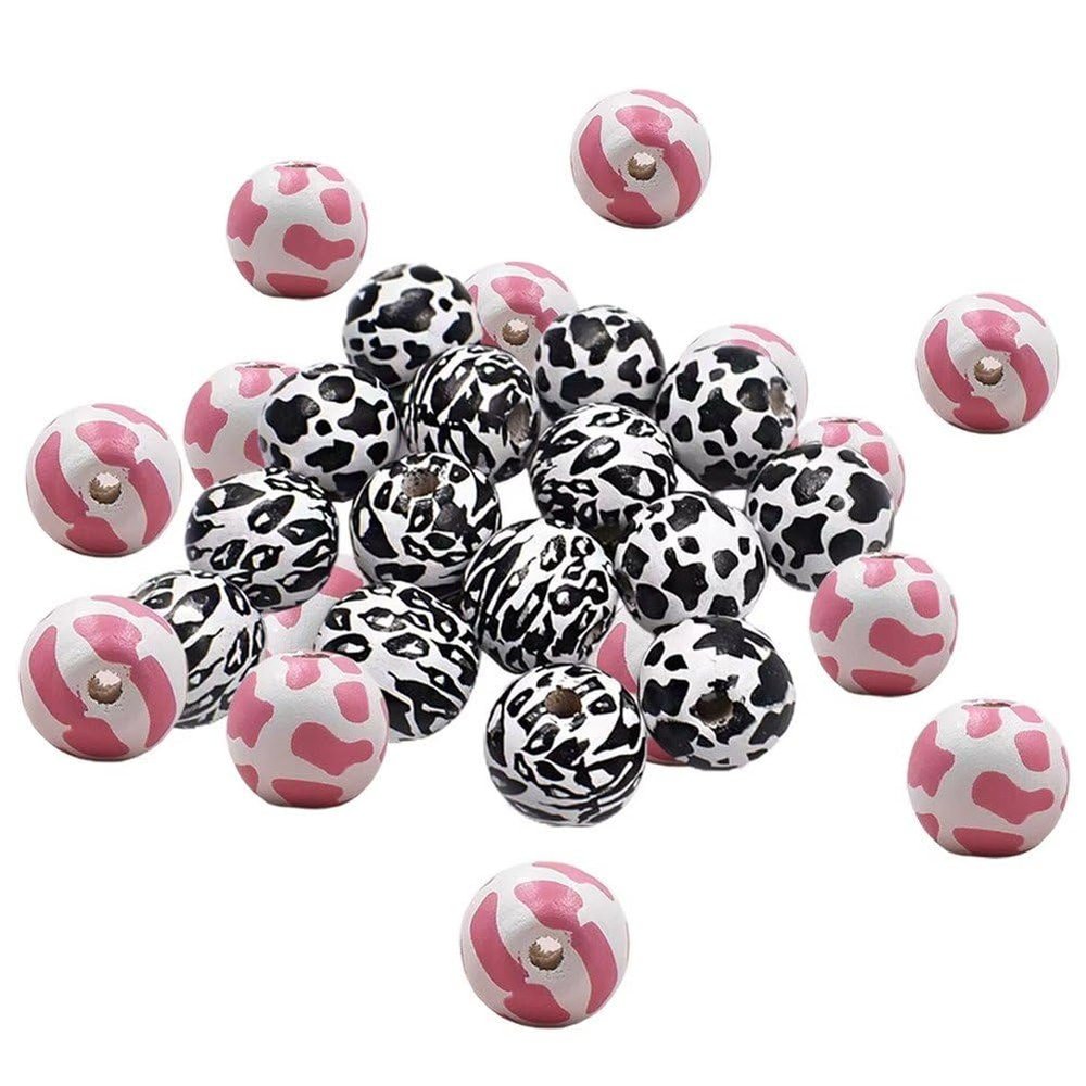 HiyyFloy 16 mm Round Wooden Beads, 30-Piece Animal-Shaped Spacer Bead Set for Cord Bracelets