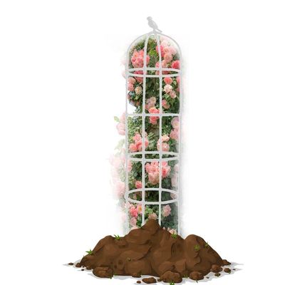 Generic Metal and Plastic Garden Obelisk Trellis, White, 25 x 145 cm, Birdcage Shape