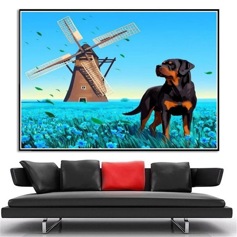 Rottweiler 5D Diamond Painting Kit with Cute Dog