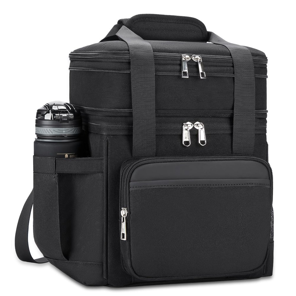 holuxer Large Expandable Double-Layer Lunch Bag for Men and Women