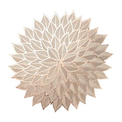 LQXHZ PVC Leaf Placemat Set, Gold, 6 Pieces
