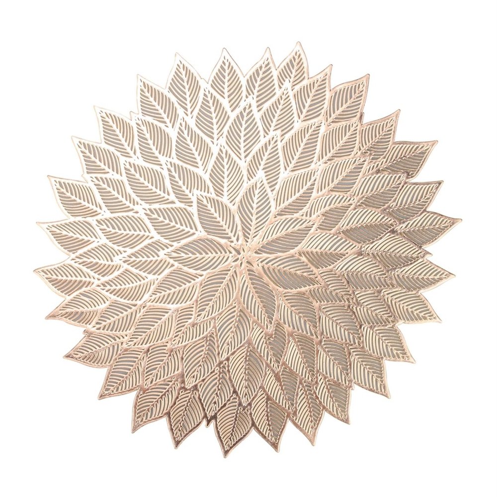 LQXHZ PVC Leaf Placemat Set, Gold, 6 Pieces
