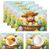 Cotton-Linen Placemats, Highland Cattle Easter Egg Design, 4-Pack, 45 x 30 cm view 3