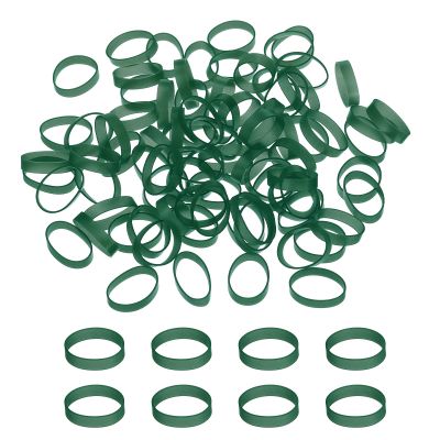 PATIKIL Silicone Rubber Bands, 1.1 in, 200-Pack, Flat Rubber Rings for Office Supplies, Home, and Cable Bundling, Dark Green