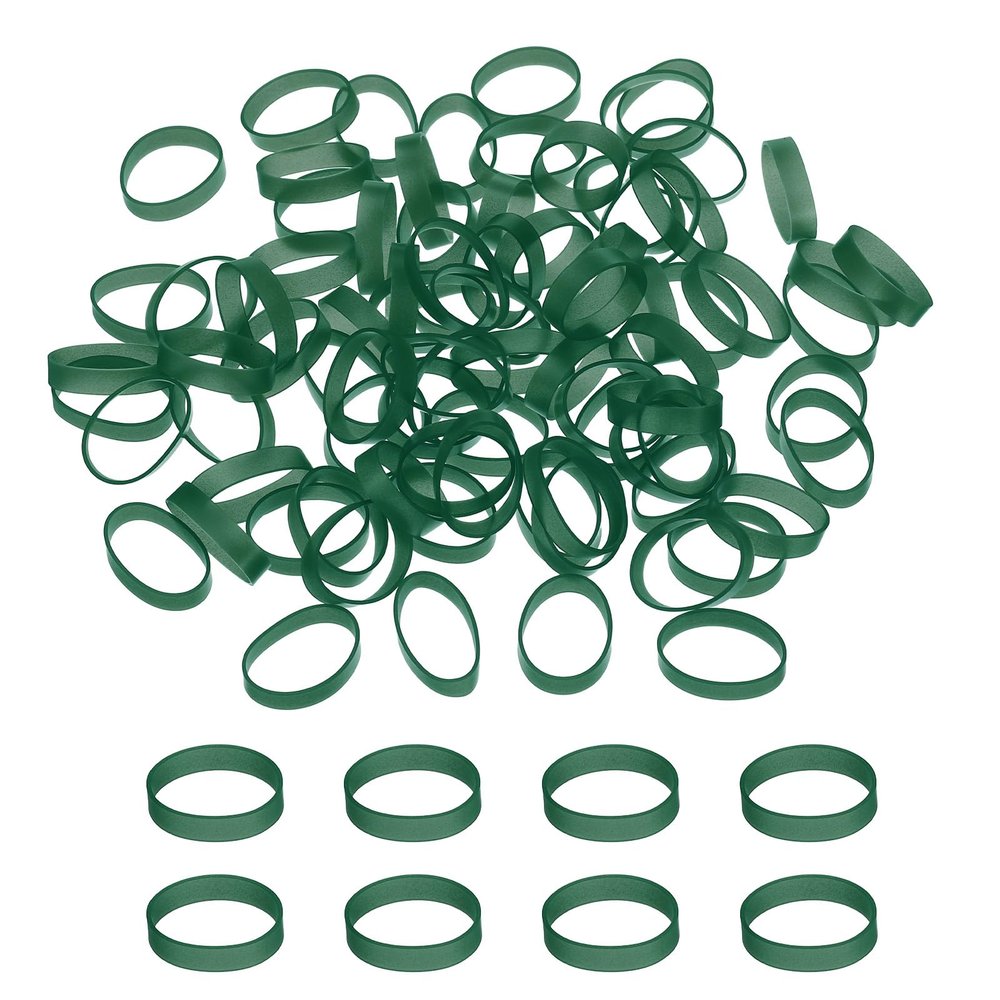PATIKIL Silicone Rubber Bands, 1.1 in, 200-Pack, Flat Rubber Rings for Office Supplies, Home, and Cable Bundling, Dark Green