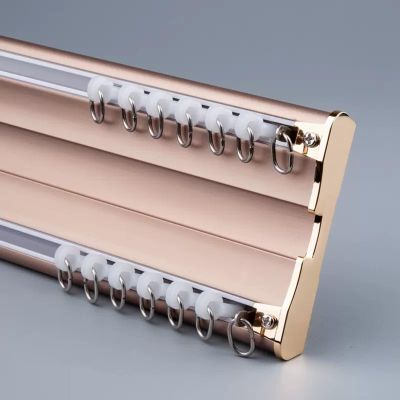 Aluminum C-Track Double Rail Room Divider, Straight, 1 m, Gold