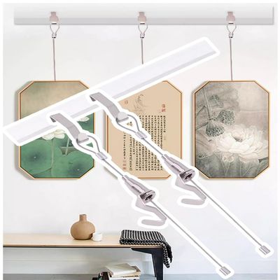 Picture Rail Hanging System, Adjustable Picture and Photo Rail with Long Steel Cables, Heavy-Duty Photo Hanging Kit (41 in/104 cm Track, 6.5 ft/2 m Cable)